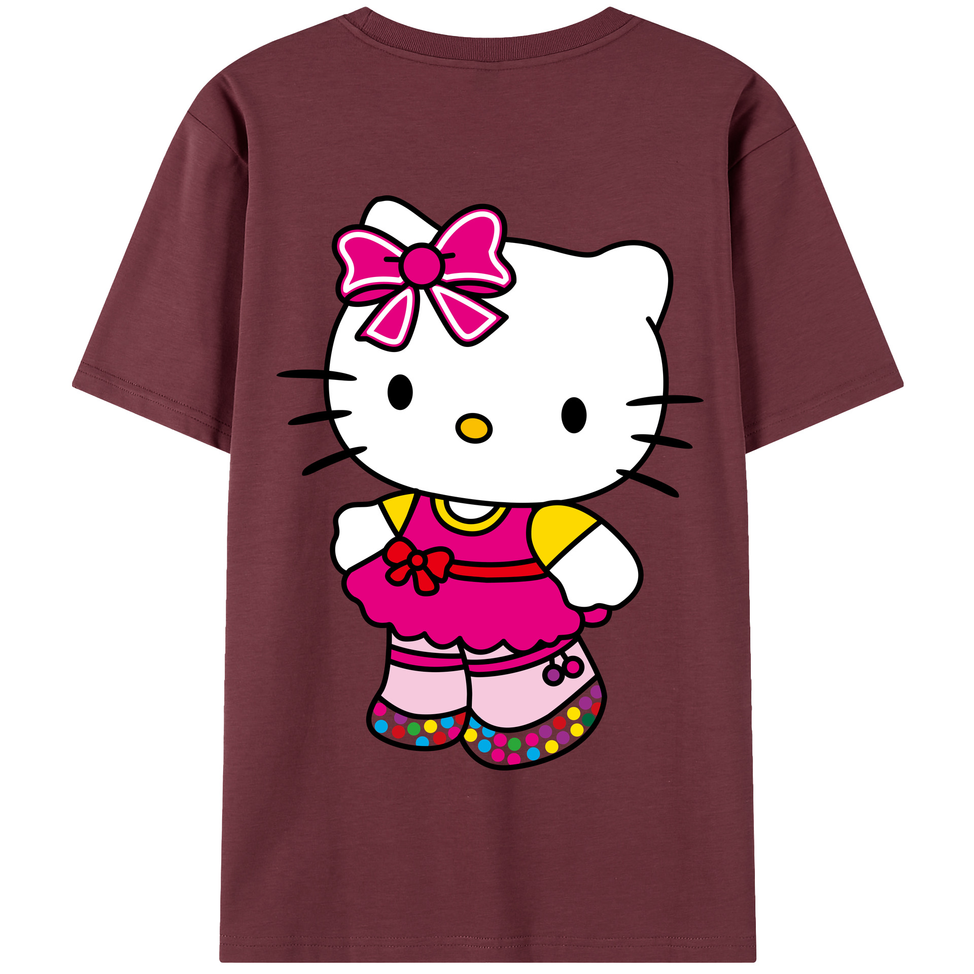 （画像用） Hello Kitty ハローキティ 綿100％半袖Tシャツ（背面プリント）